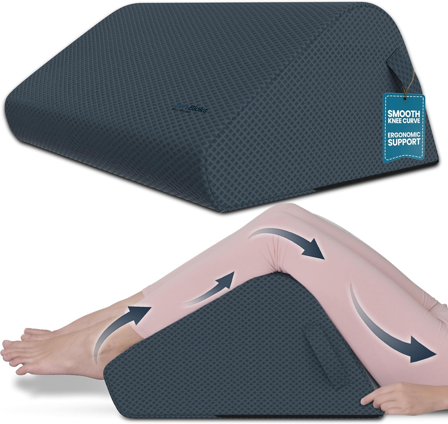 10″ Leg Wedge Pillow for Back Pain, Sciatica & Posture Alignment – Firm Ergonomic Foam Leg Elevation Cushion for Comfort, Relaxation & Everyday Support Medium (Fits 5′7″–5′11″) Slate Grey