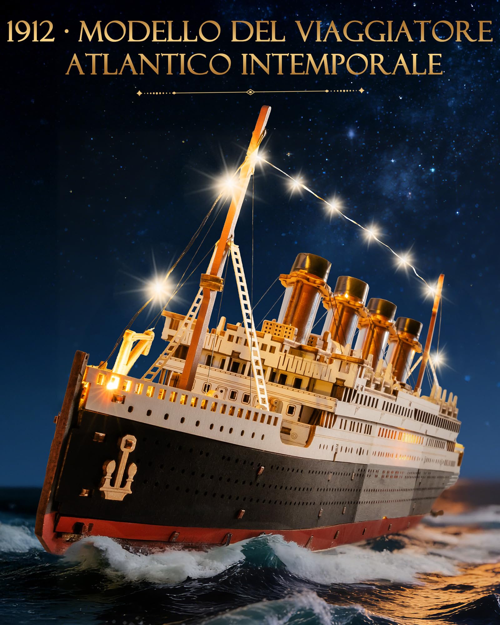 Rolife Puzzle 3D in Legno Modello di Nave Titanic - Kit di Costruzione a Incastro da 433 Pezzi, Decorazione per la Casa da Collezione, Artigiani e Appassionati di Storia