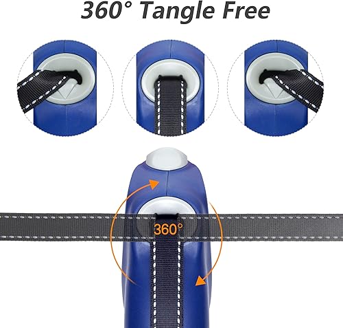 Miniatura 4 de PetiFine Correa retráctil resistente de 26 pies para perros grandes, correa extensible fuerte para perros de hasta 110 libras, cinta de nailon