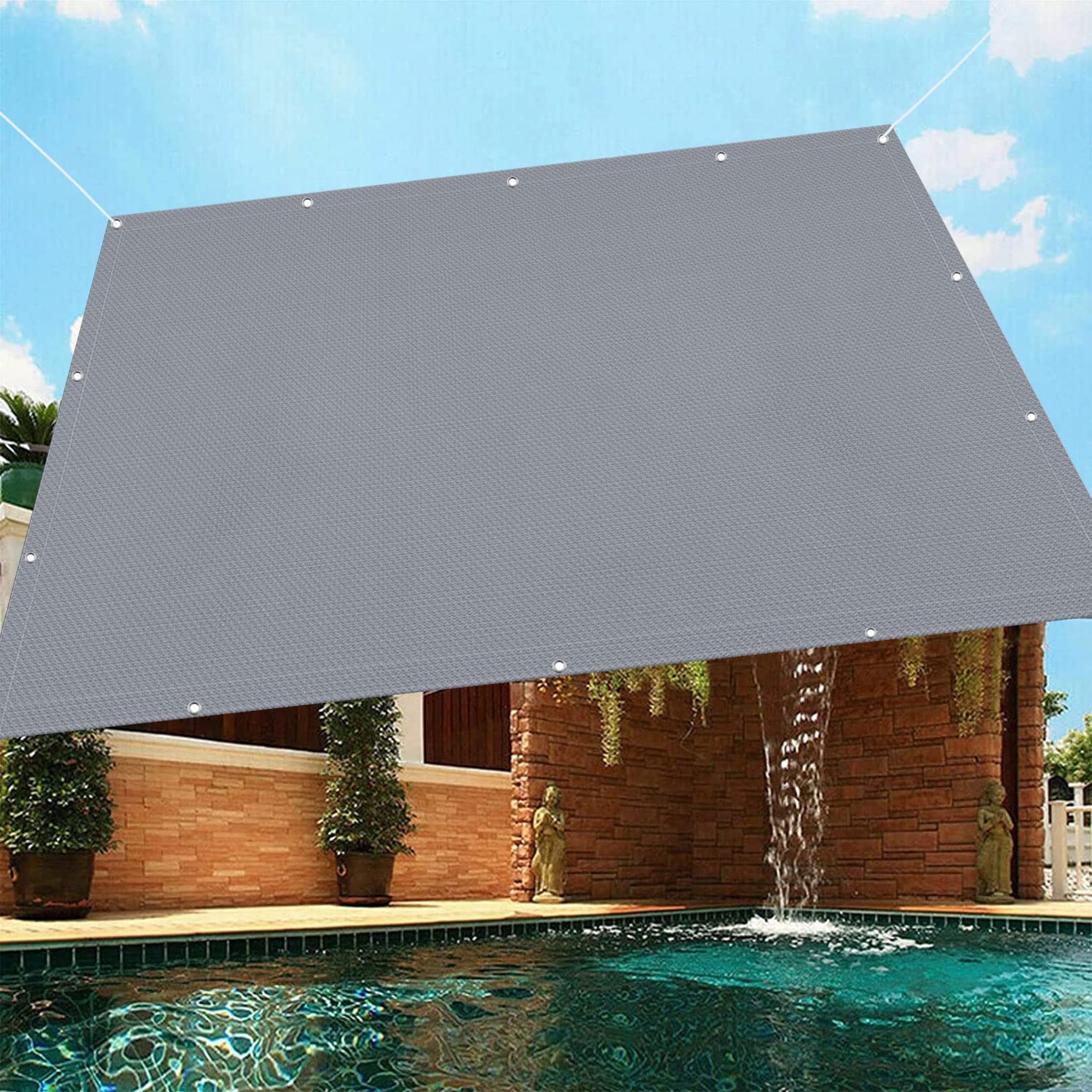 Voile d'ombrage respirant et rafraîchissant gris 2.4 x 3.6 m avec cordes