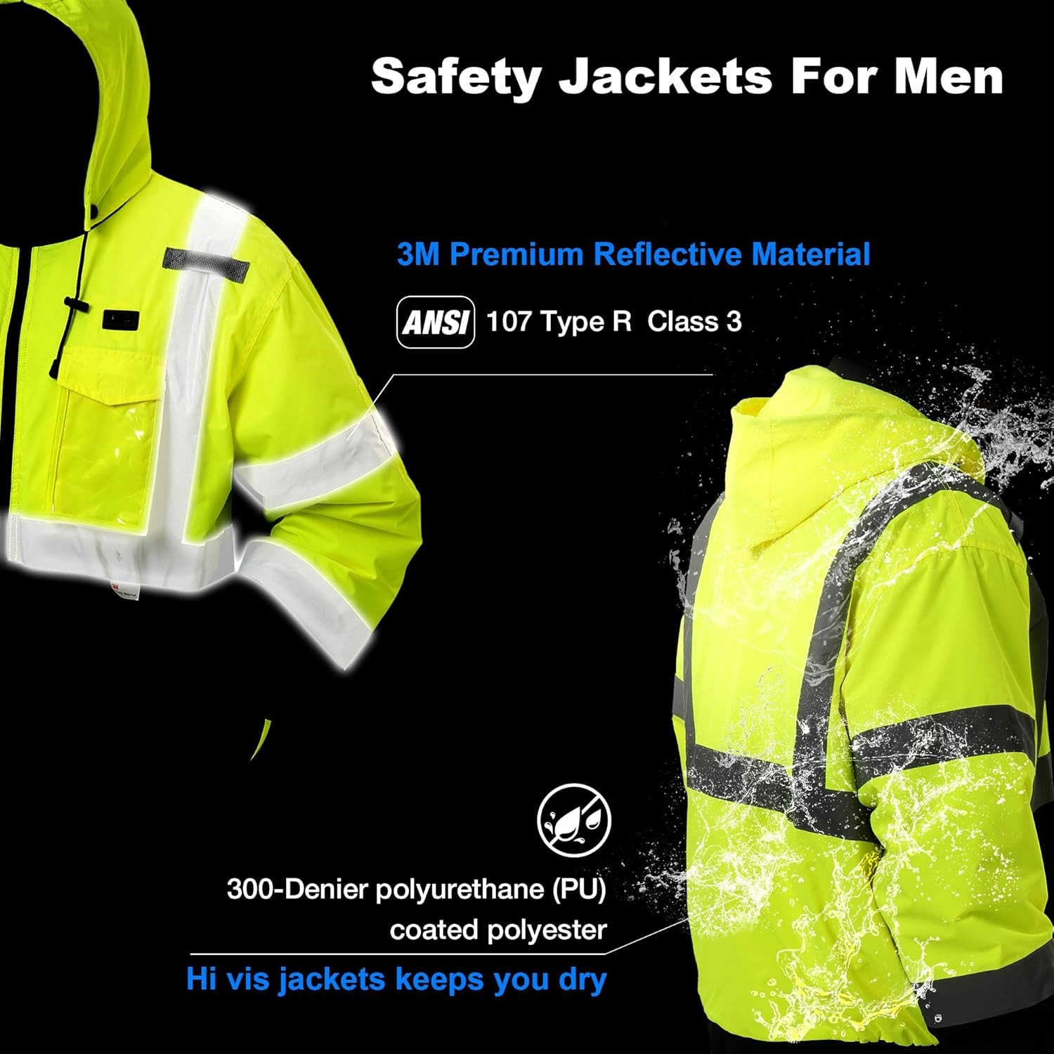 Safety Heated Jacket, 3M Reflective, Waterproof Hi-Vis Work Jacket - Image 5
