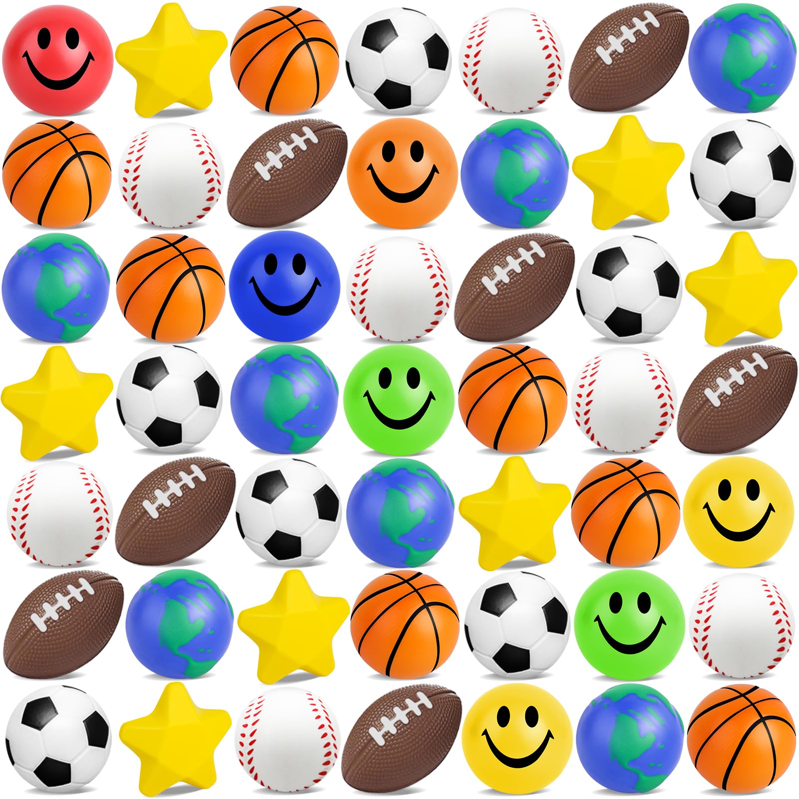 60 Pcs Sports Balls Bulk Kids Small Mini Stress Ball for Party Favor Toy | Including Bask…