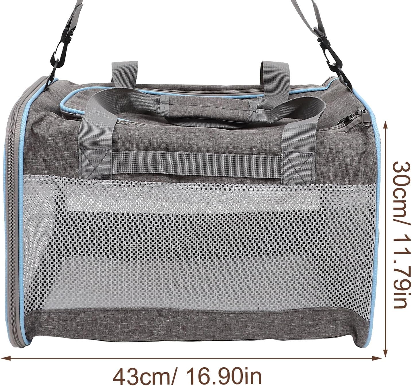 Abaodam Small Cat Carrier Soft-Sided Pet Carrier Breathable Puppy Bag with Handle Gray
