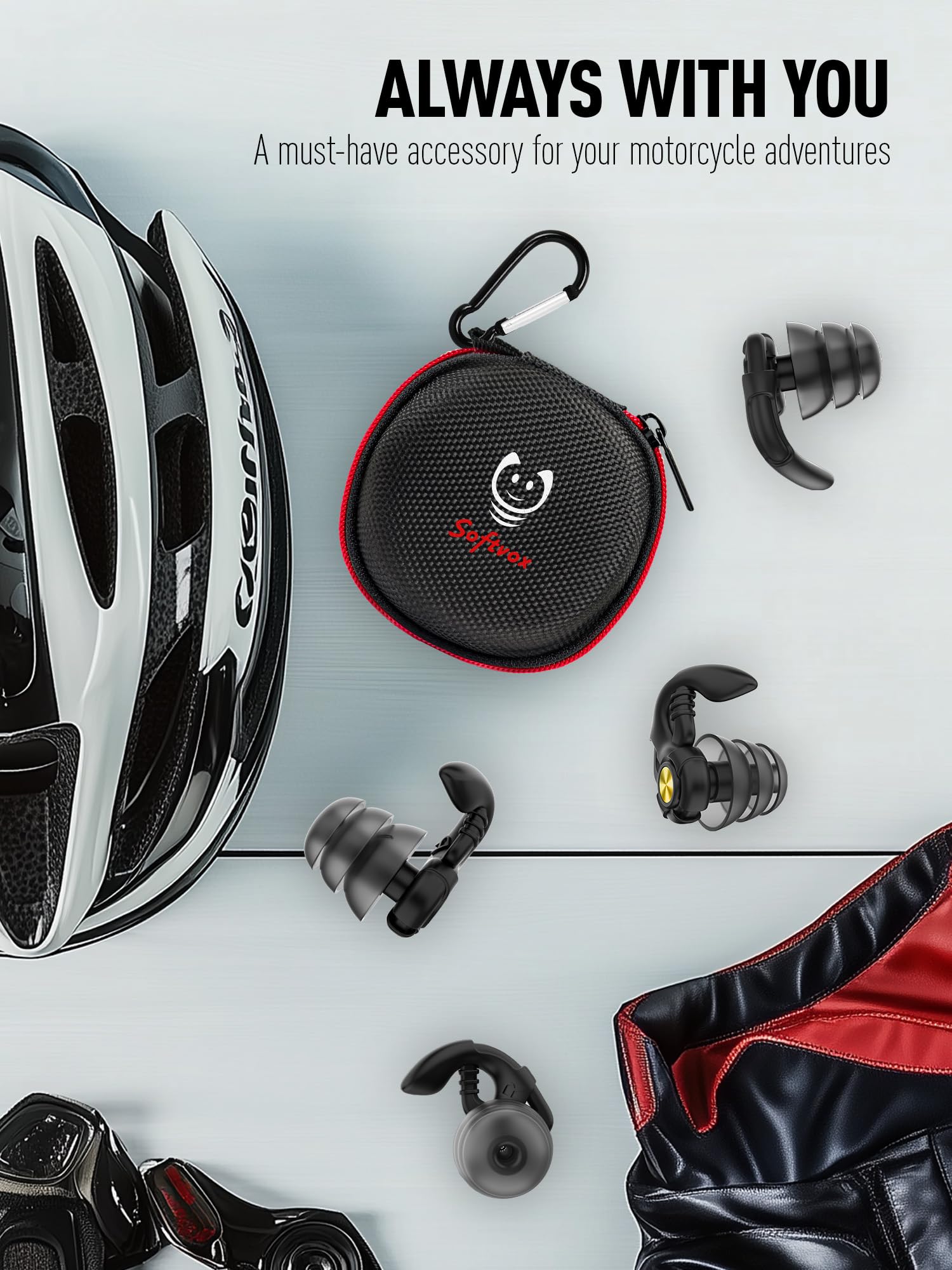 Motorrad-Ohrstöpsel, Windgeräuschunterdrückung, Moto-Gehörschutz, wiederverwendbare Ohrstöpsel für Motorrad, Motorsport, Touring, Rennen, Reiten – 2 Größen, 27 dB Geräuschreduzierung