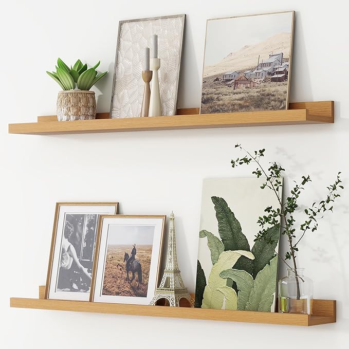 Picture Ledge Shelf, Floating Shelves Set of 2 (36 inch, Natural Oak)