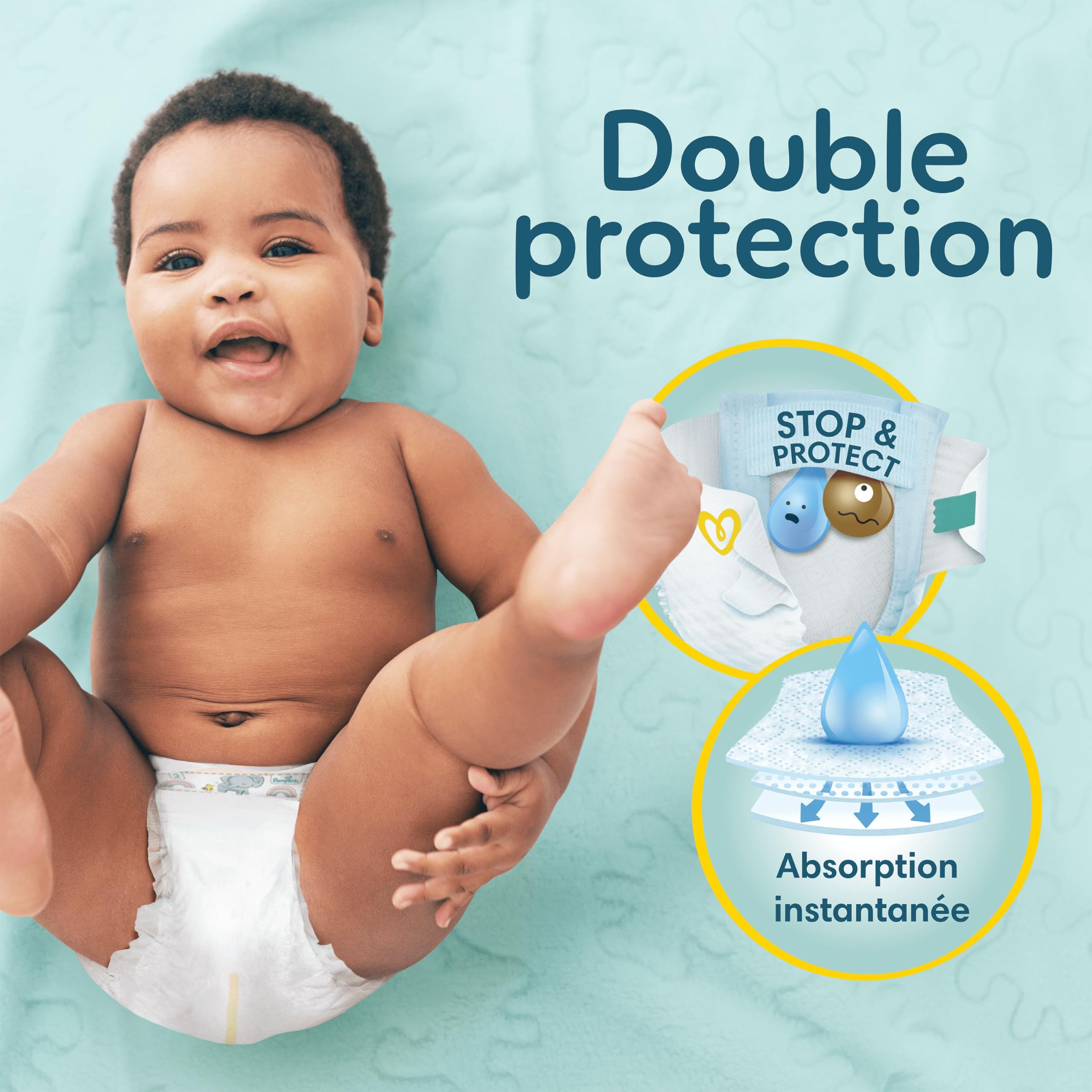 Pampers Premium Protection Taille 1 180 Couches 2-5kg Double Protection
