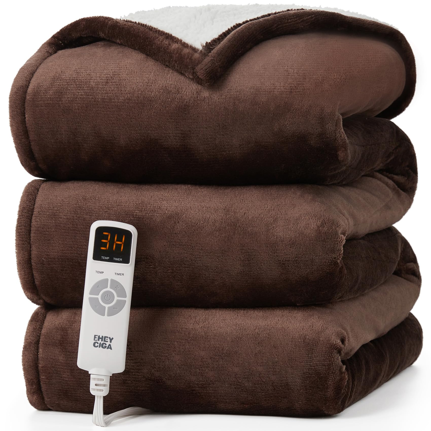 EHEYCIGA Heated Blanket Electric Blanket Twin - Heating Blanket with 9 Heating Levels & 10 Hours Auto Off, Soft Cozy Sherpa Washable Blanket with Fast Heating, 62 x 84 Inches
