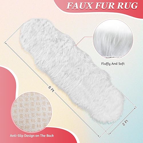 Miniatura 2 de Drydiet 2 alfombras de piel sintética para decoración de Navidad, alfombras suaves de piel de oveja, alfombra de piel de oveja esponjosa para sala