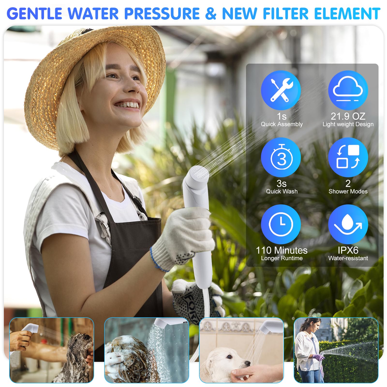 Set bidet portatile da viaggio, bidet elettrico ricaricabile con serbatoio dell'acqua da 2,5 l e bottiglia da spremere Momwasher Peri, doccia musulmana, WC da campeggio all'aperto, igiene personale e