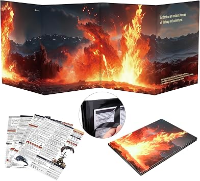 Haxtec DND DM Screen 4 Panel Dungeons and Dragons Master Screen with Magnetic Pocket for DM Screen Board Game Master TTRPG Accessories for D&D Gift for DM Dungeons Master