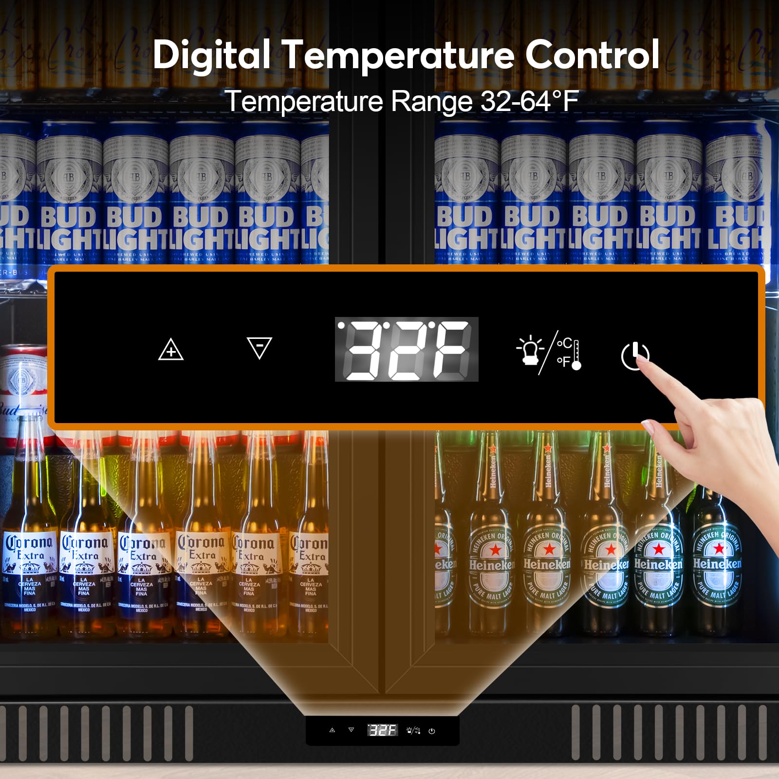 FoMup Back Bar Cooler Undercounter Beverage Refrigerator with Glass Door, Commercial Display Fridge for Beer Drink Soda with Temperature Control, 7.2Cu. Ft. Large Capacity, Black on Fridge.com