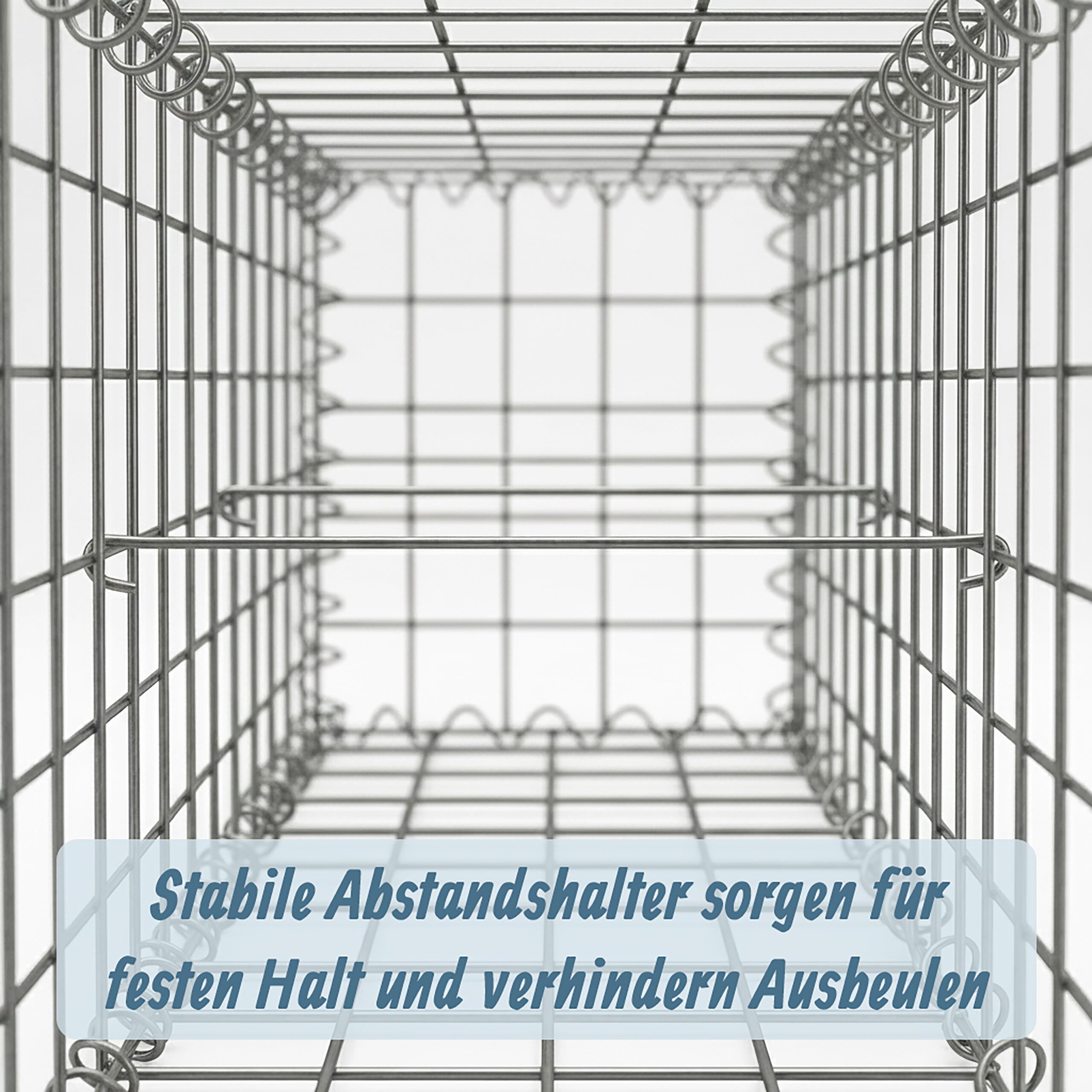 Relaxdays Gabione, Sichtschutz Garten, Steinkorb, 4mm Draht, silber | verzinkt, HBT: 80x100x30 cm, Gabionenwand, Stahl