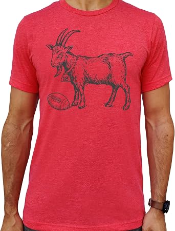 Brady Goat #12-Red / #10-Navy T-Shirt Hand-Drawn Football Design, Printed in USA