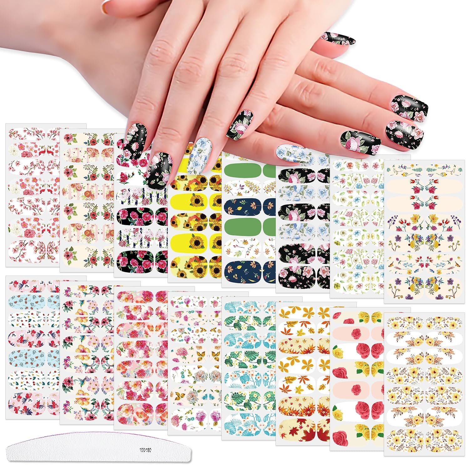 WOKOTO 12 Sheets Marble Designs Nail Polish Strips Gradient