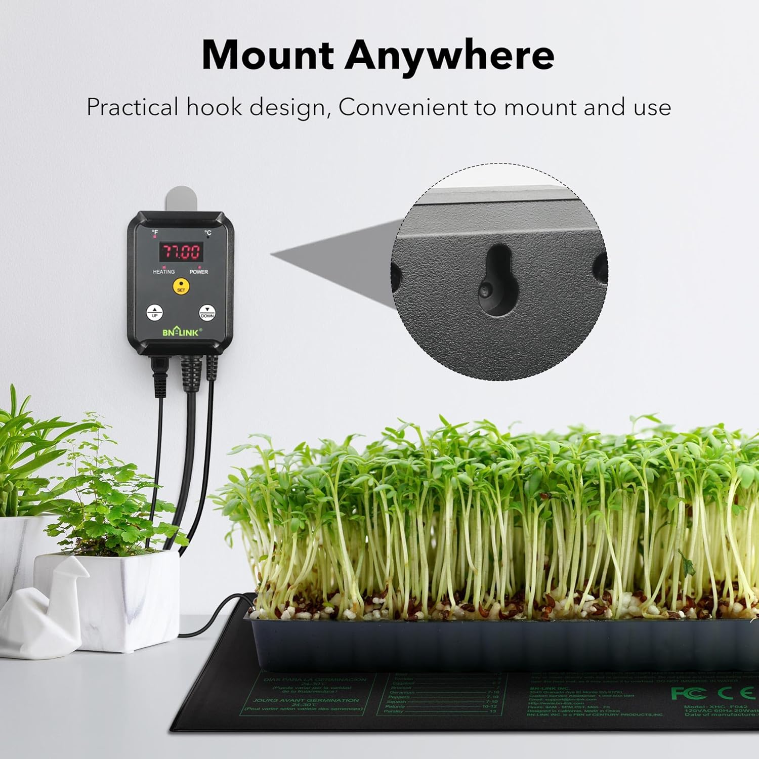 BN-LINK Durable Seedling Heat Mat 20" x 20.75" and Thermostat Controller