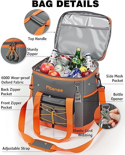 Miniatura 5 de Bolsa térmica suave aislada de 20L33L, 2750 latas, enfriadores plegables de camping de 4 capas a prueba de fugas portátiles para playa, viajes,