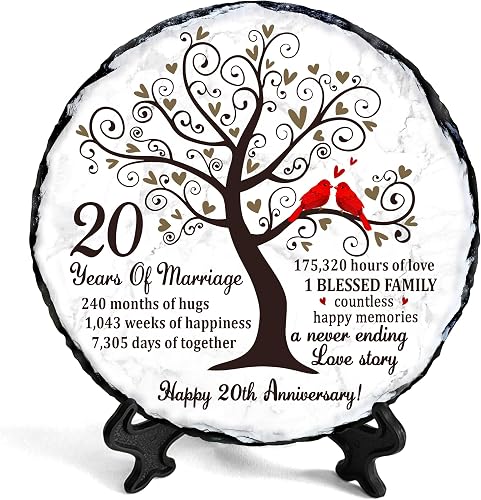 BOZSPACER Anniversary Slate Plate: A Thoughtful 20th Wedding Anniversary Gift