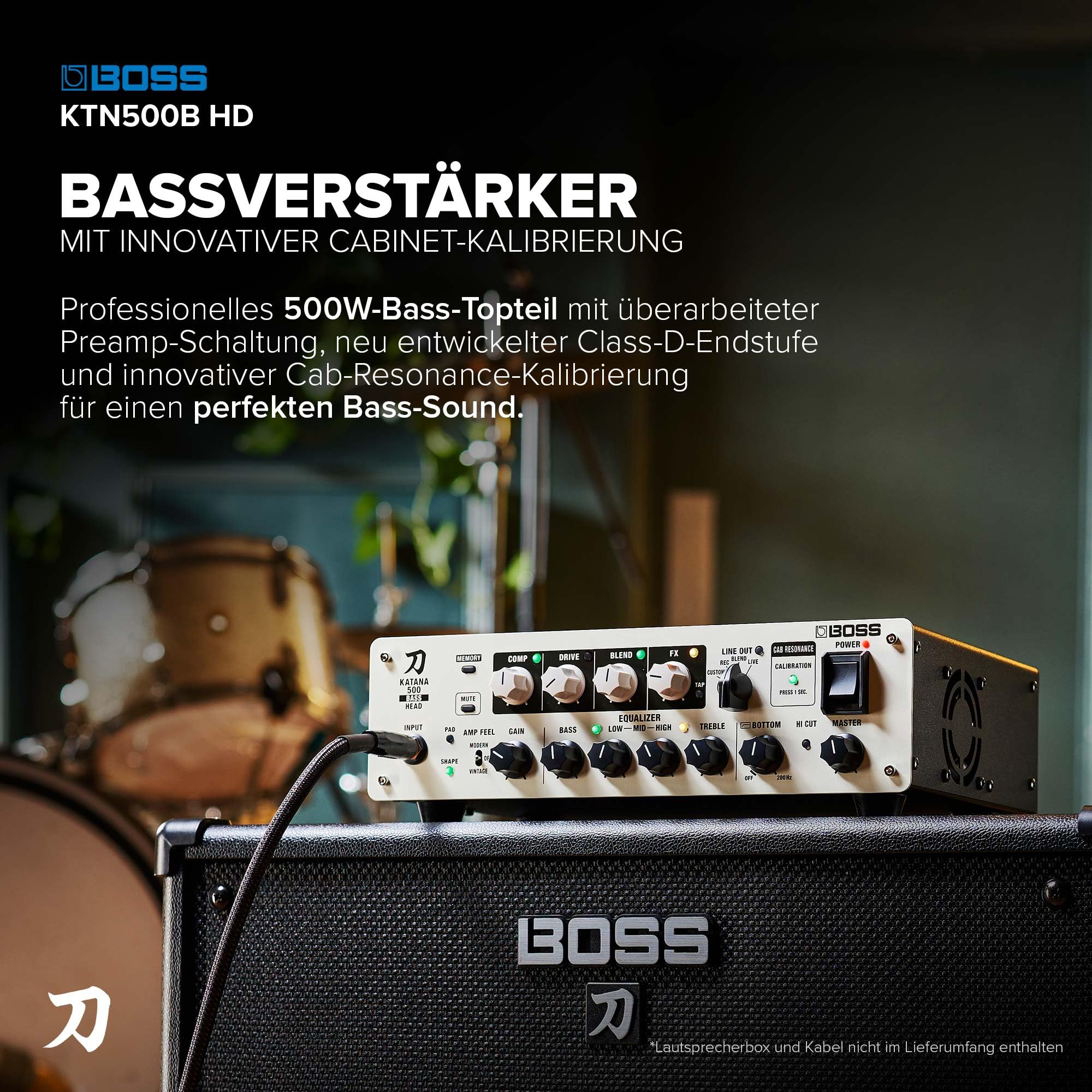 BOSS Katana-500 Bass Head | Kompakter 500W Bass-Topteilverstärker mit professionellen Soundwerkzeugen | Innovative Cabinet-Kalibrierung | Zugriff auf über 60 Effekte mit BOSS Tone Studio