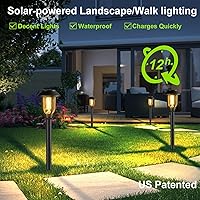 Vista 5 de Paquete de 12 luces solares para caminos al aire libre, luces solares para exteriores, impermeables, encendido/apagado automático, luces solares