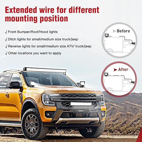 Miniatura 57 de Nilight Kit de extensión de arnés de cableado de conector DT de 3 pines de 16 AWG de 16 AWG, 10 pies, enchufe y juego, para modo dual, barra