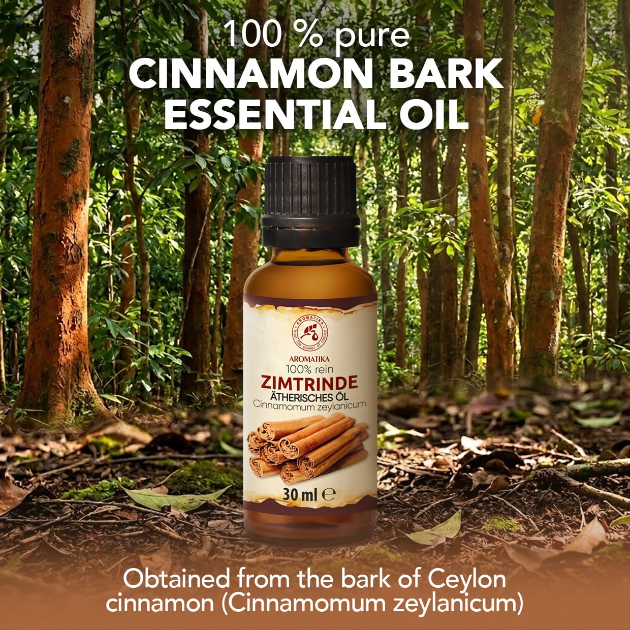 Olejek Eteryczny z Kory Cynamonu 30 ml - Cinnamomum Zeylanicum - Olejek Aromatyczny do Dyfuzora - Aromaterapia - Świece Zapachowe - Mydła - Długotrwały aromat - Odświeżanie Powietrza