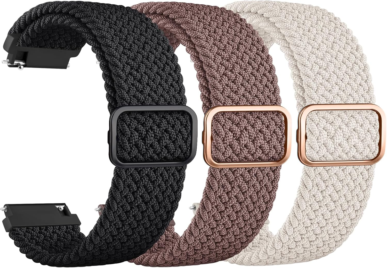 Compatible with 20mm 22mm Watch Bands Quick Release Replacement Wristband, Adjustable Stretchy Braided Bands Replacement Straps for Women Men