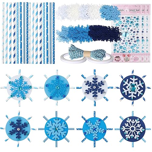 Potchen 50 Sets Winter Snowflake Craft Kits Wonderland Party Favor