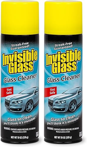 Invisible Glass 91164-2PK Limpiador de vidrio en aerosol premium en spray para parabrisas y ventanas de automóviles, limpiador de ventanas para
