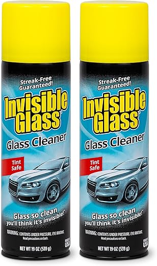Invisible Glass 91164-2PK 19-Ounce Cleaner for Auto and Home for a Streak-Free Shine, Deep Cleaning Foaming Action, Safe for Tinted and Non-Tinted Windows, Ammonia Free Foam Glass Cleaner, Pack of 2