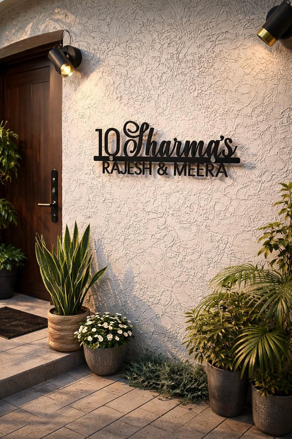 UNKAR EXPORTS INIDA Customizable Metal Name Plate for Home Entrance | Personalized 3D Laser Cut Nameplate for House Door | Outdoor Indoor Wall Decor | Stylish Family Name Sign-image-2