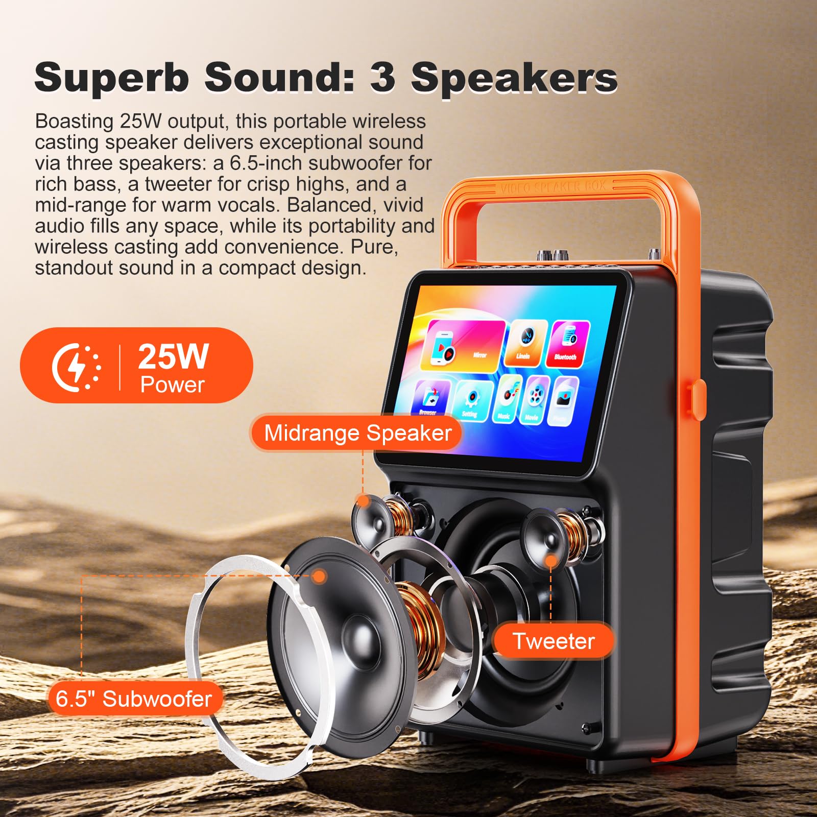 Máquina de Karaoke con Pantalla integrada de 10,1 Pulgadas, Altavoz Bluetooth con visualización de Letras y Luces, duplicación de Pantalla inalámbrica para iOS y Android, 2 micrófonos Recargables