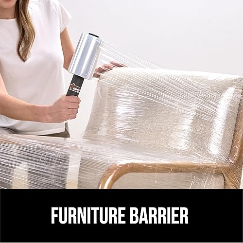 Miniatura 25 de GORILLA GRIP Película elástica 500% de plástico resistente, rollo retráctil de 1200 pies, resistente a pinchazos, resistencia industrial para envío