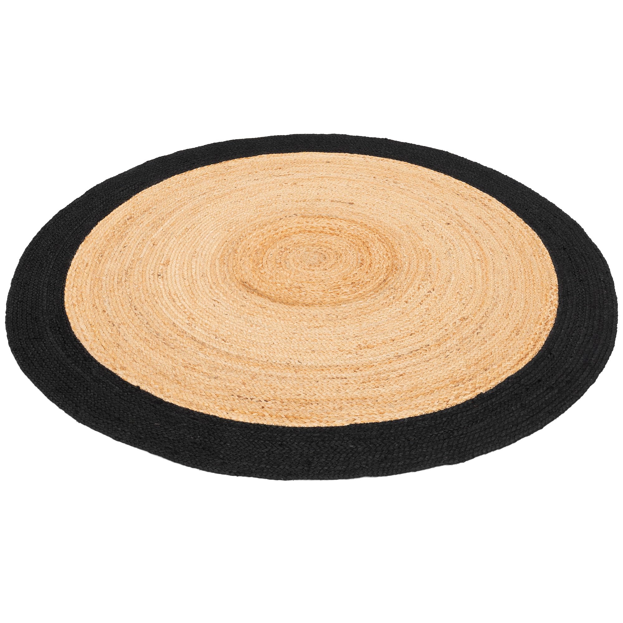 Pergamon Tapis Jute Salsa Bordure Noire Rond – Fibre Naturelle Fait Main
