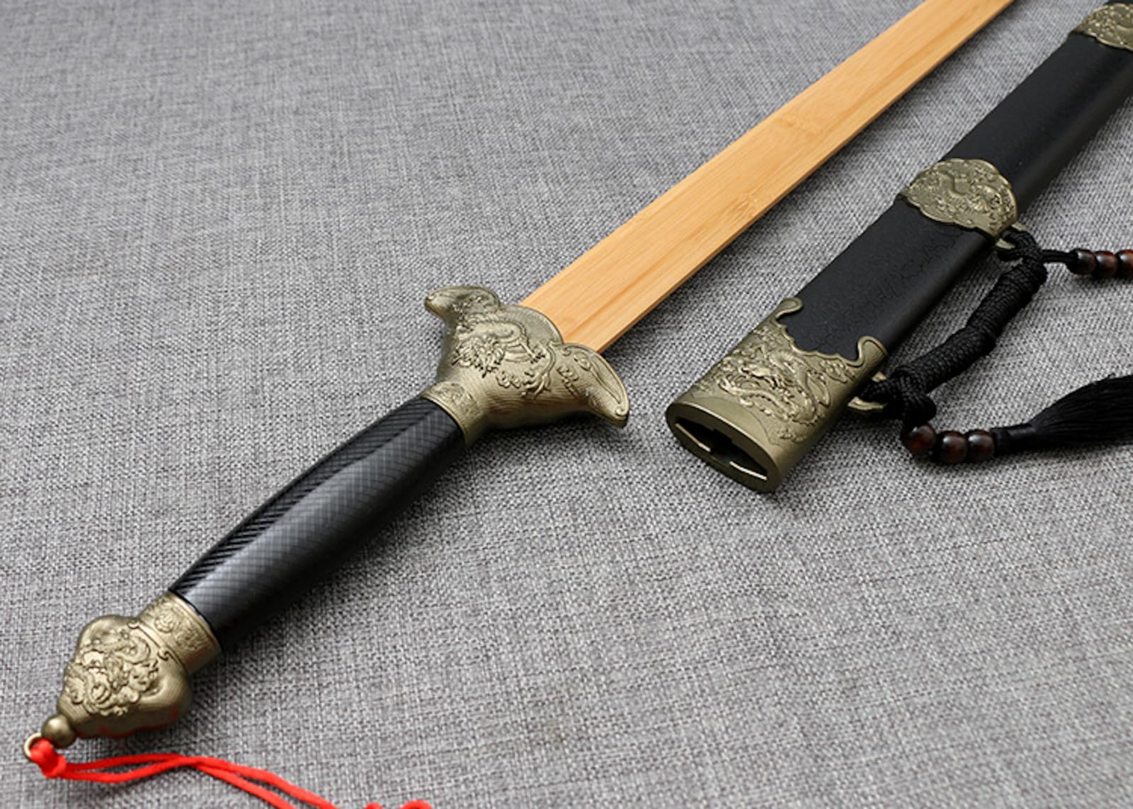 Espada de Tai Chi de Madera 98cm Hecha a Mano para Artes Marciales
