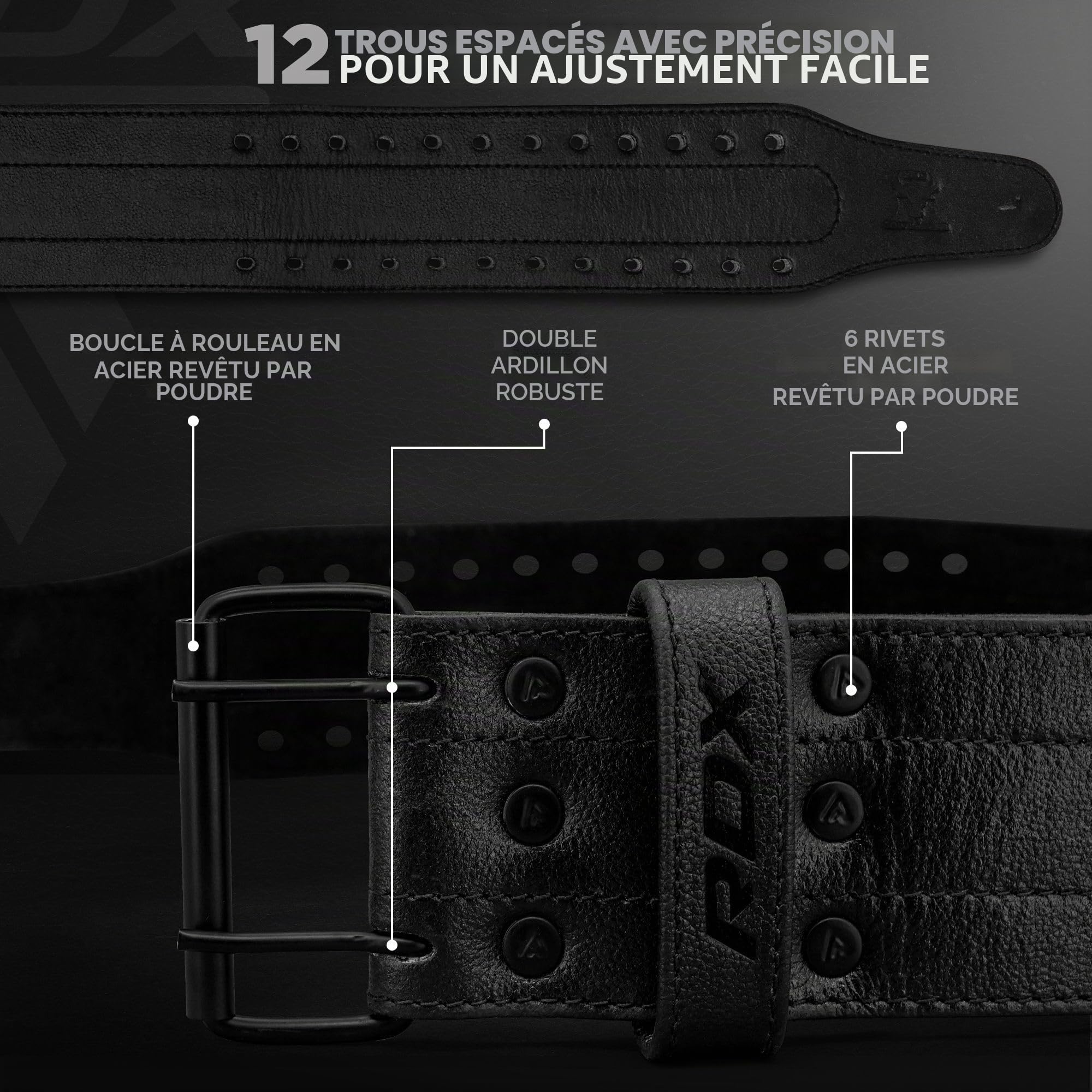 RDX Ceinture d'haltérophilie pour haltérophilie lourde, 10 mm et 13 mm d'épaisseur, ceinture en cuir à double griffe, soutien lombaire de 4", musculation, musculation, soulevé de terre
