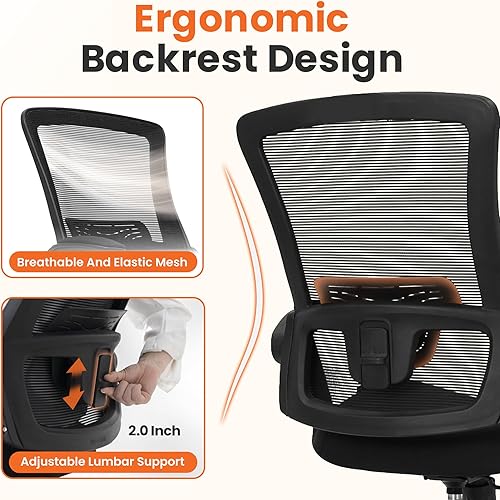 Miniatura 3 de NEO CHAIR Silla de escritorio de oficina, asiento de malla con respaldo alto para juegos con reposabrazos ergonómicos ajustables y cómodos, soporte