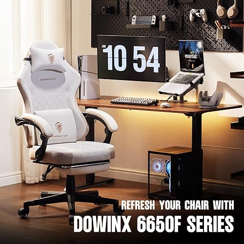 Miniatura 8 de Dowinx Silla de juegos con cojín de resorte de bolsillo, respaldo alto, silla giratoria ergonómica de 360 para juegos de oficina, soporte lumbar de