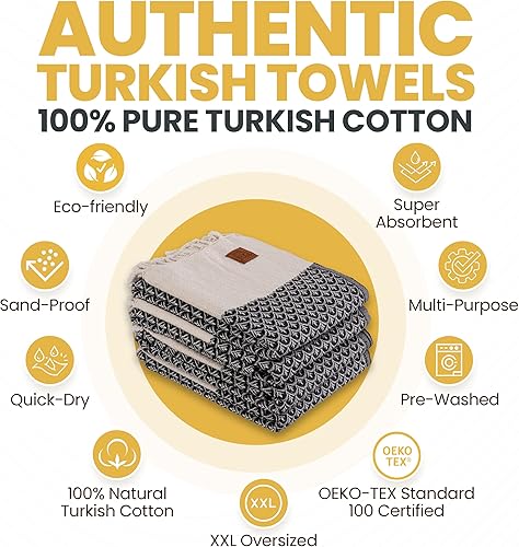 Miniatura 66 de Gold CASE - Juego de 4 toallas de mano turcas para baño, toallas de baño 100% algodón, toalla pequeña de cocina Helen para spa, cara, té y paño