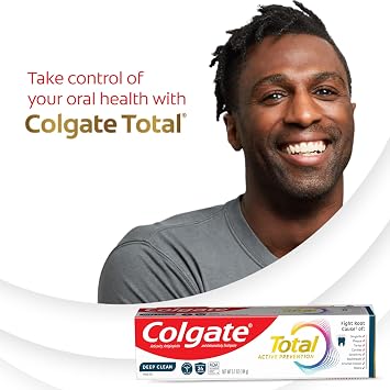Colgate Total Active Prevention معجون أسنان عميق نظيف، معجون أسنان مضاد للفلورايد، تركيبة فلورايد مثبتة سريريًا تساعد في مكافحة بكتيريا البلاك، النعناع، 3 عبوات، 5.1 أونصة
