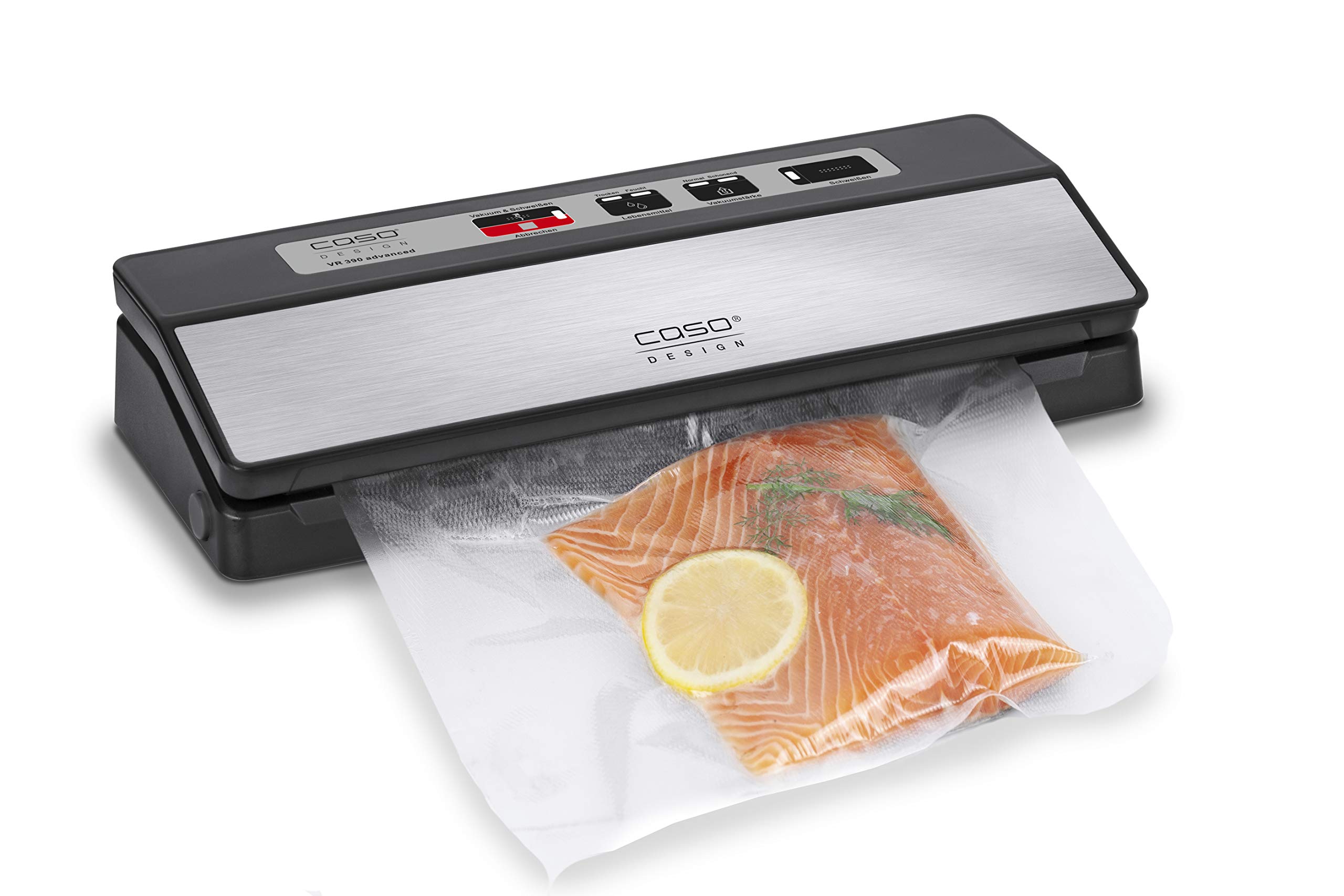 CASO 1522 VR 390 advanced Vakuumierer, Folienschweißgerät, inkl. 10 Profi- Folienbeutel & Profi- Vakuumfolien Set 1 /BPA-frei, sehr stark, reißfest, kochfest, 1235