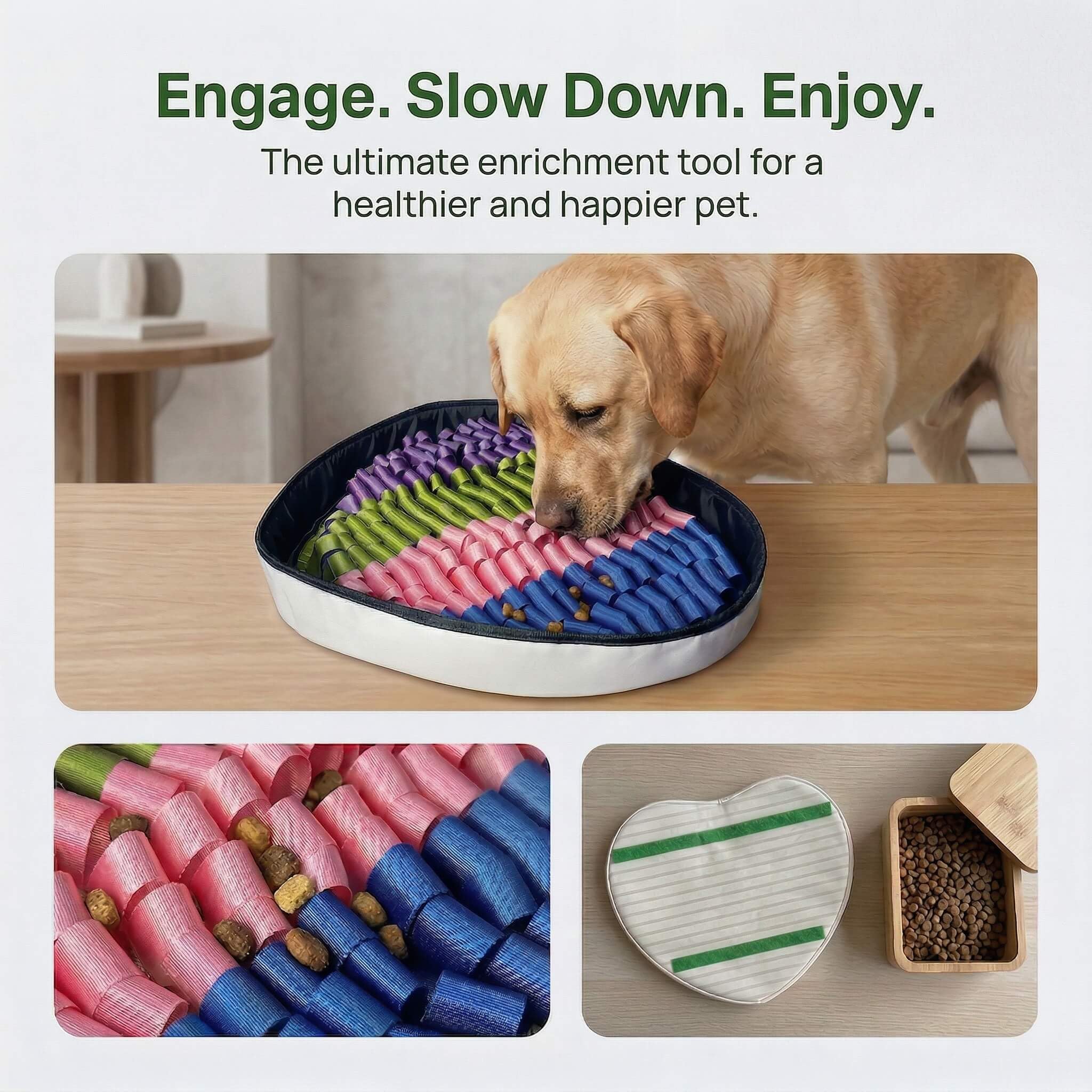 Tapis à renifler en Forme de cœur pour Chien, Jouet d'intelligence Lavable et antidérapant, Anti‑anxiété, pour Toutes Races de Chiens (Beige)