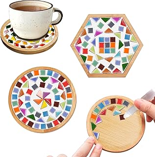 Nuyoach DIY Mosaic Coaster Kits for Adults Craft,2 Sets Ceramic Arts and...