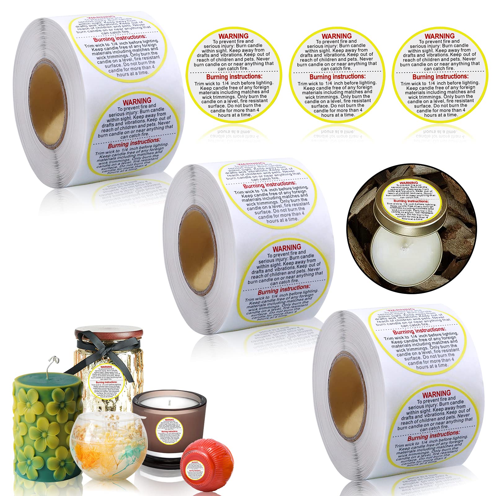 Buy Oruuum 1500 Pcs Candle Warning Labels, 1.5 Inch Round Warning