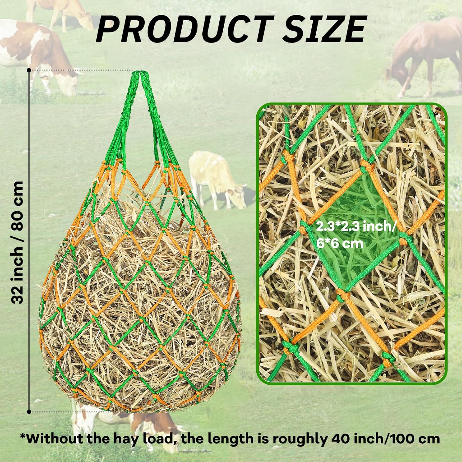 YedsIntu 3 Pcs Hay Bags for Horses, Hay Nets for Horses Goat Sheep,Goat Hay Feeder for Slower Feeding,Strong Load-Bearing Hay Bag Hanging for Horse Stable Trailer