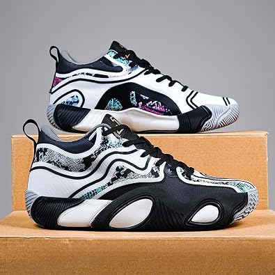 Men's Basketball Shoes are Breathable Anti Slip Wear-Resistant Fashionable Color Blocked Basketball Boots