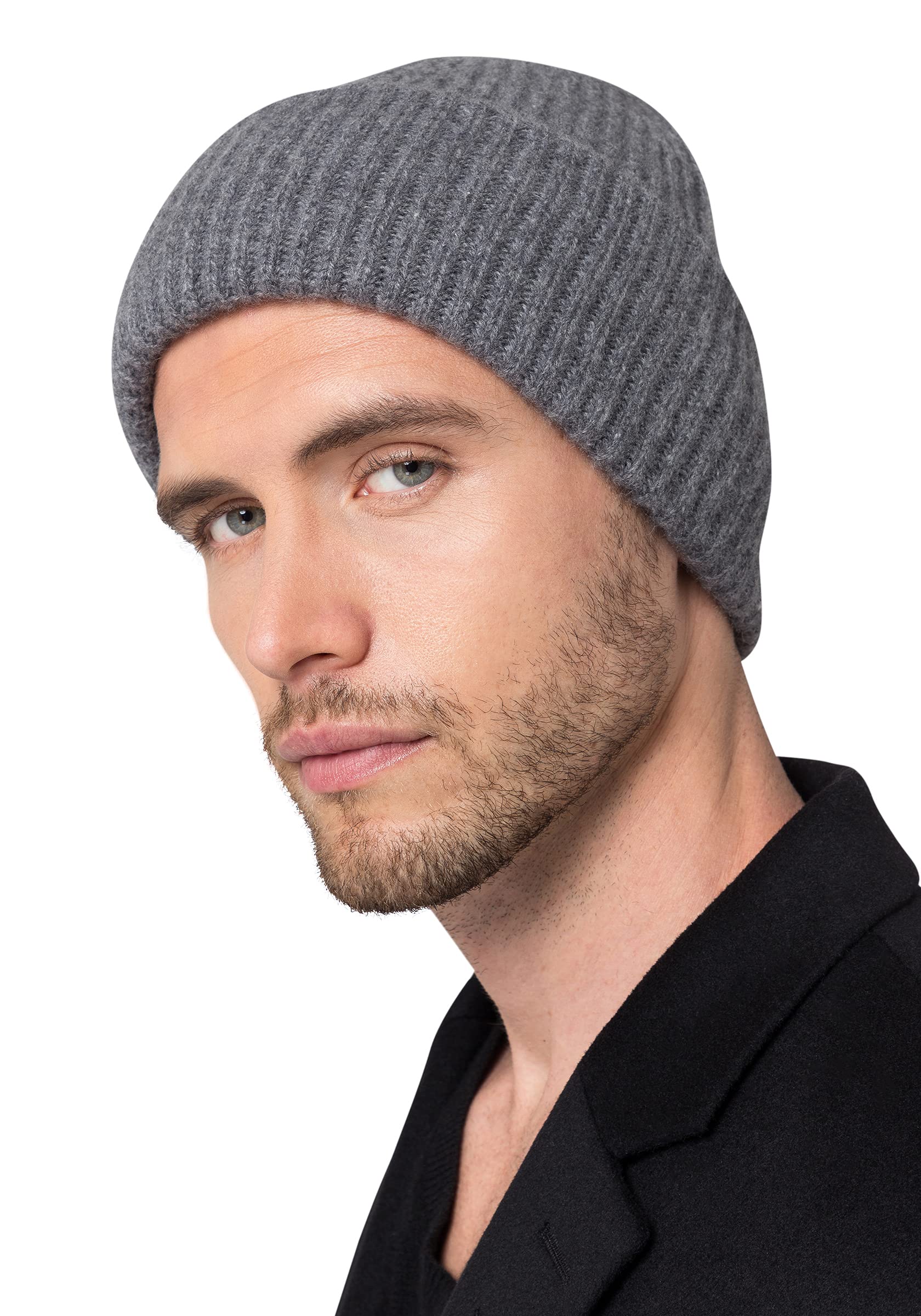 Style & RepublicMen's Beanie Made of 100% Cashmere | Elegant Gentlemen Cap Made Cashmere | Chunky Knit