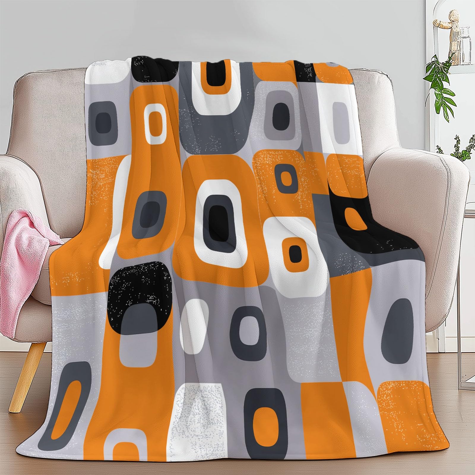 Flanelowy koc polarowy abstrakcyjne geometryczne kostki polarowe, narzuta na sofę Wygodny koc dwuosobowy koc na łóżko w kratę zimowy, 220 x 240 cm wielokolorowy