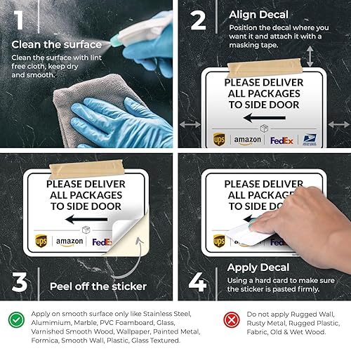Vista 488 de Cartel de entrega del paquete, letrero de instrucciones de entrega, 10 x 7 pulgadas, aluminio 040 libre de óxido, resistente a la decoloración