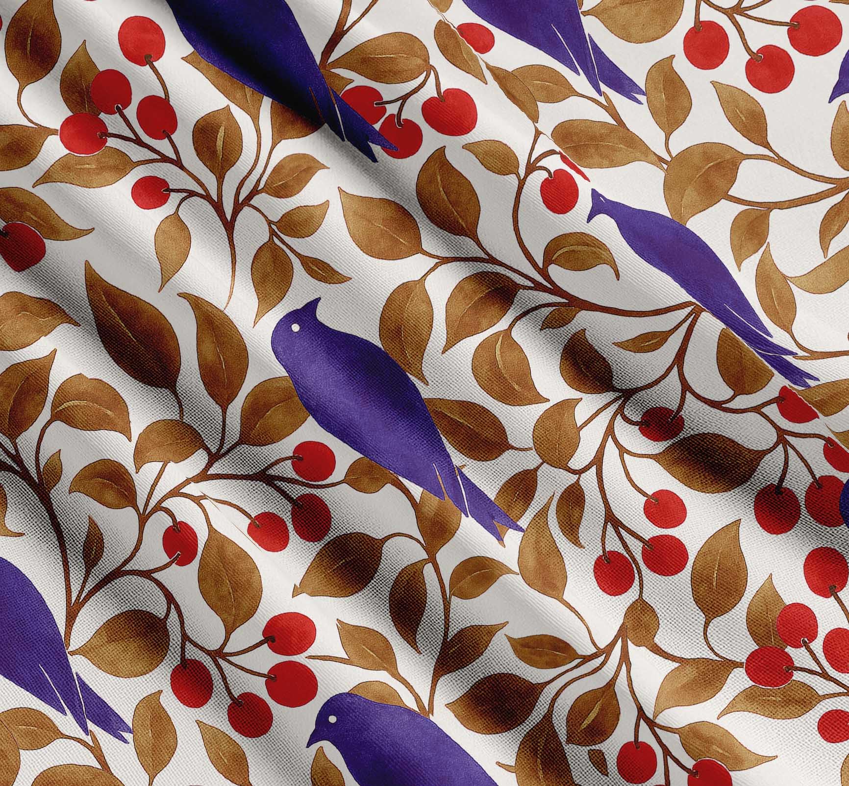 Soimoi Tela de batista de algodón - Estampado de pájaros - Marrón - 142 cm de ancho, suave y ligera, 5 metros de largo, para kurtas, vestidos, ropa de bebé, forros, acolchados y bases de bordado.