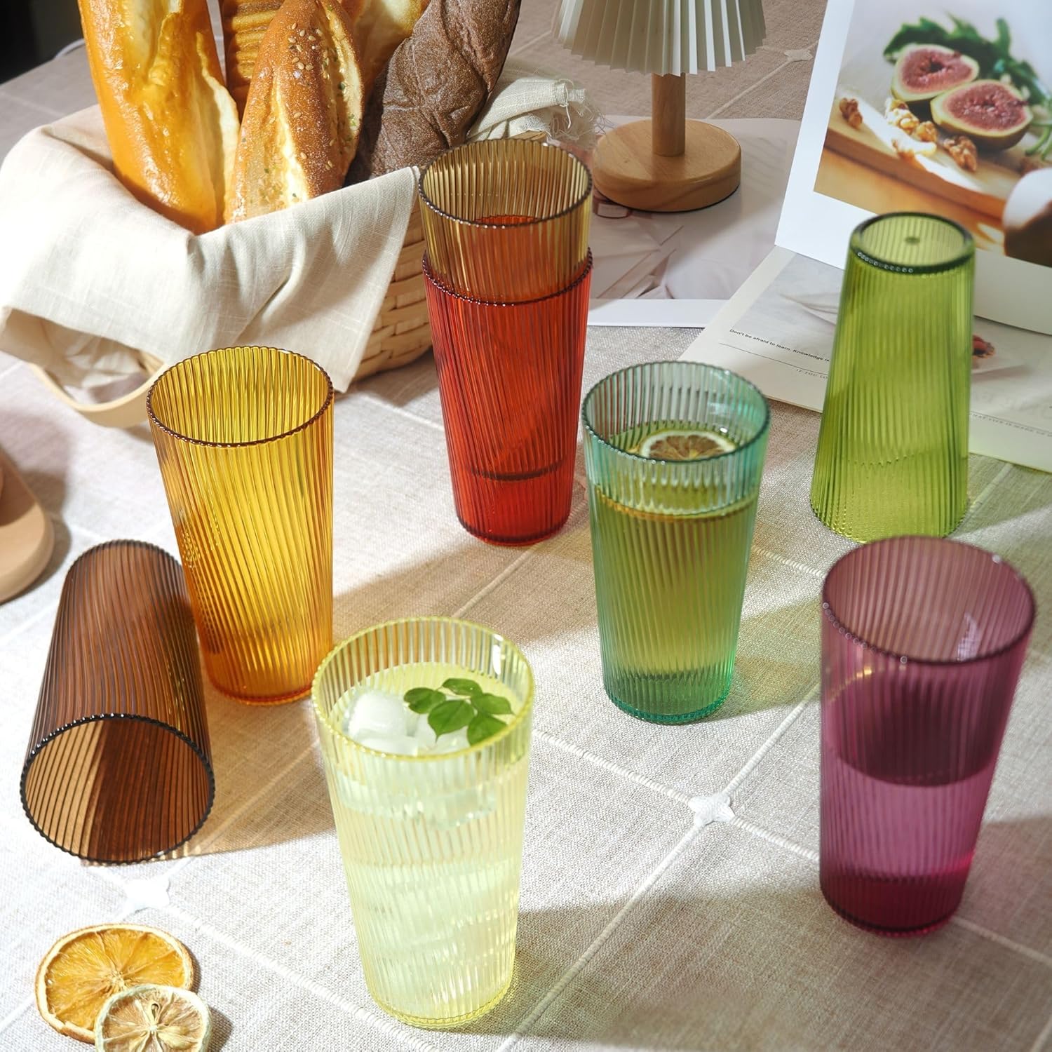 Plastic Drinking Glasses Set of 8, 19oz Unbreakable Acrylic Cups for Kids Dishwasher Safe Reusable Cups BPA Free Stackable Plastic Tumbler for Kitchen, Bar, Holiday, Party, Dinner - Image 3